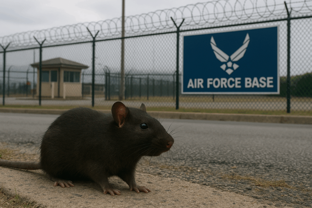 Rat Near Air Force Base Sign