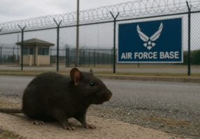 Rat Near Air Force Base Sign